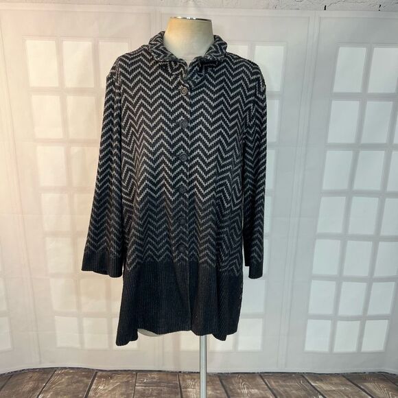 John & Mark Black Geometric Button Down Long Sleeve Cardigan Sweater Size XL - Picture 1 of 10